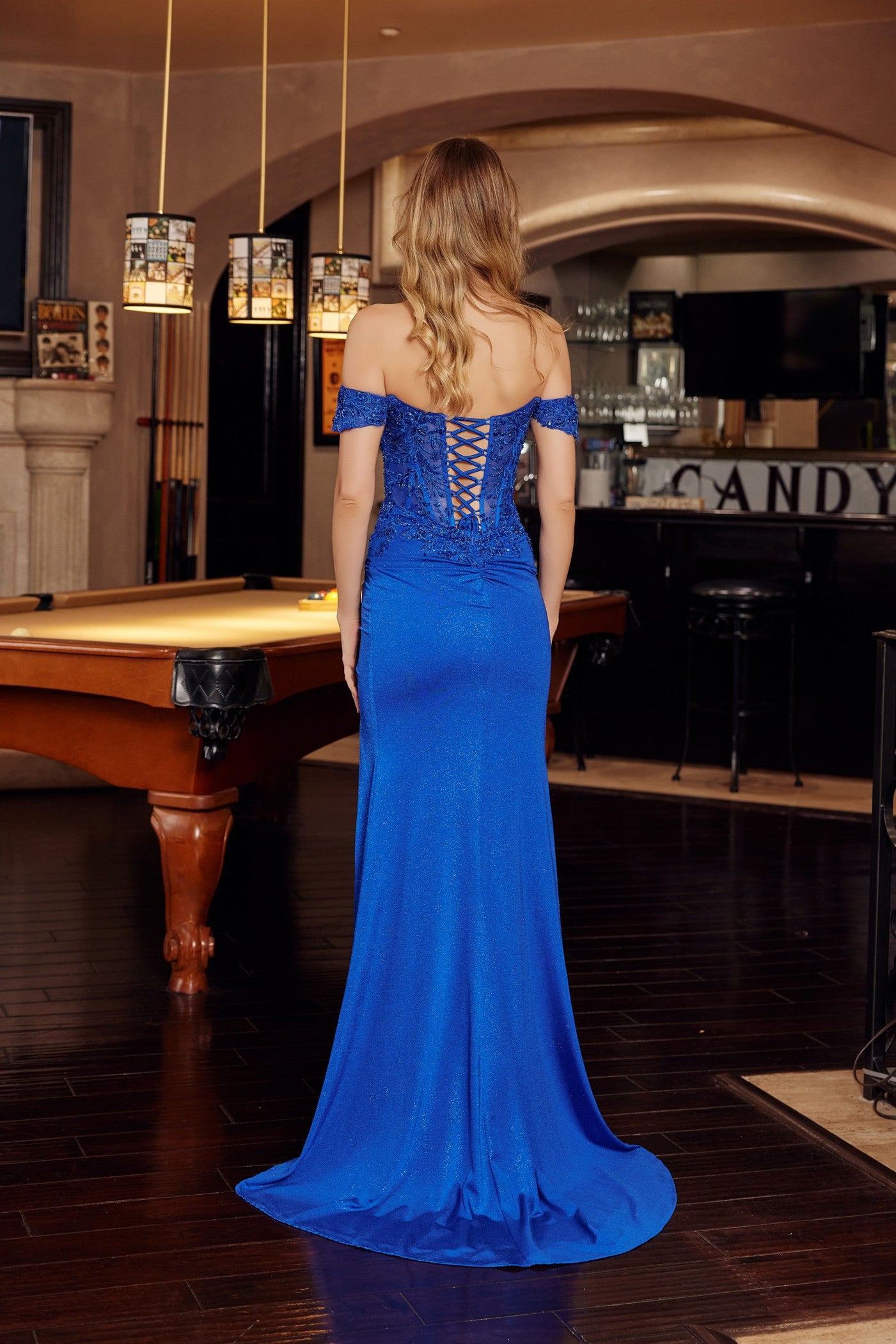 Prom Dresses Glitter Long Formal Slit Corset Prom Dress Nox Anabel H1879 Royal Blue