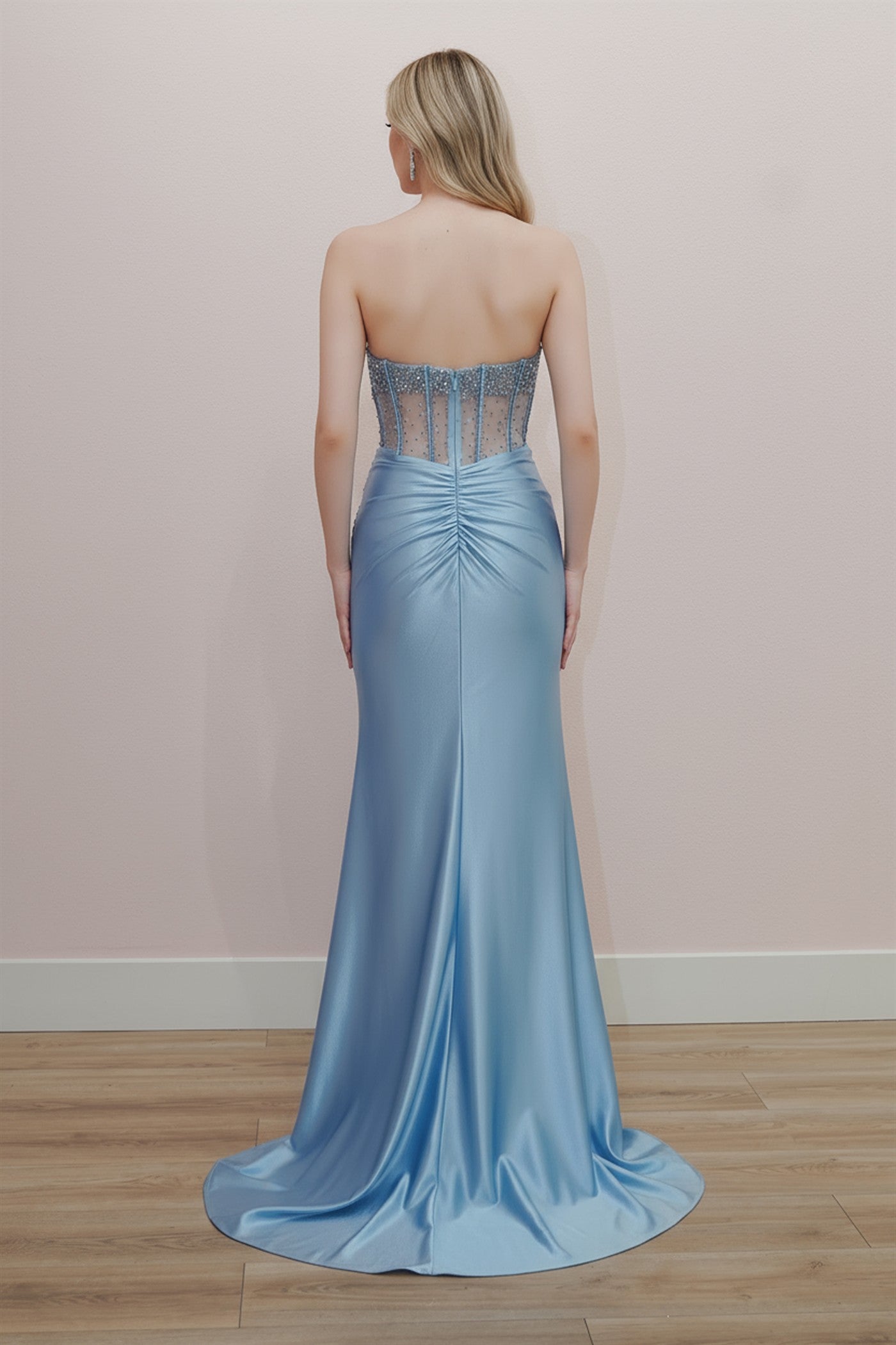 Prom Dresses Long Slit Formal Beaded Prom Dress Nox Anabel K1731 Light Blue