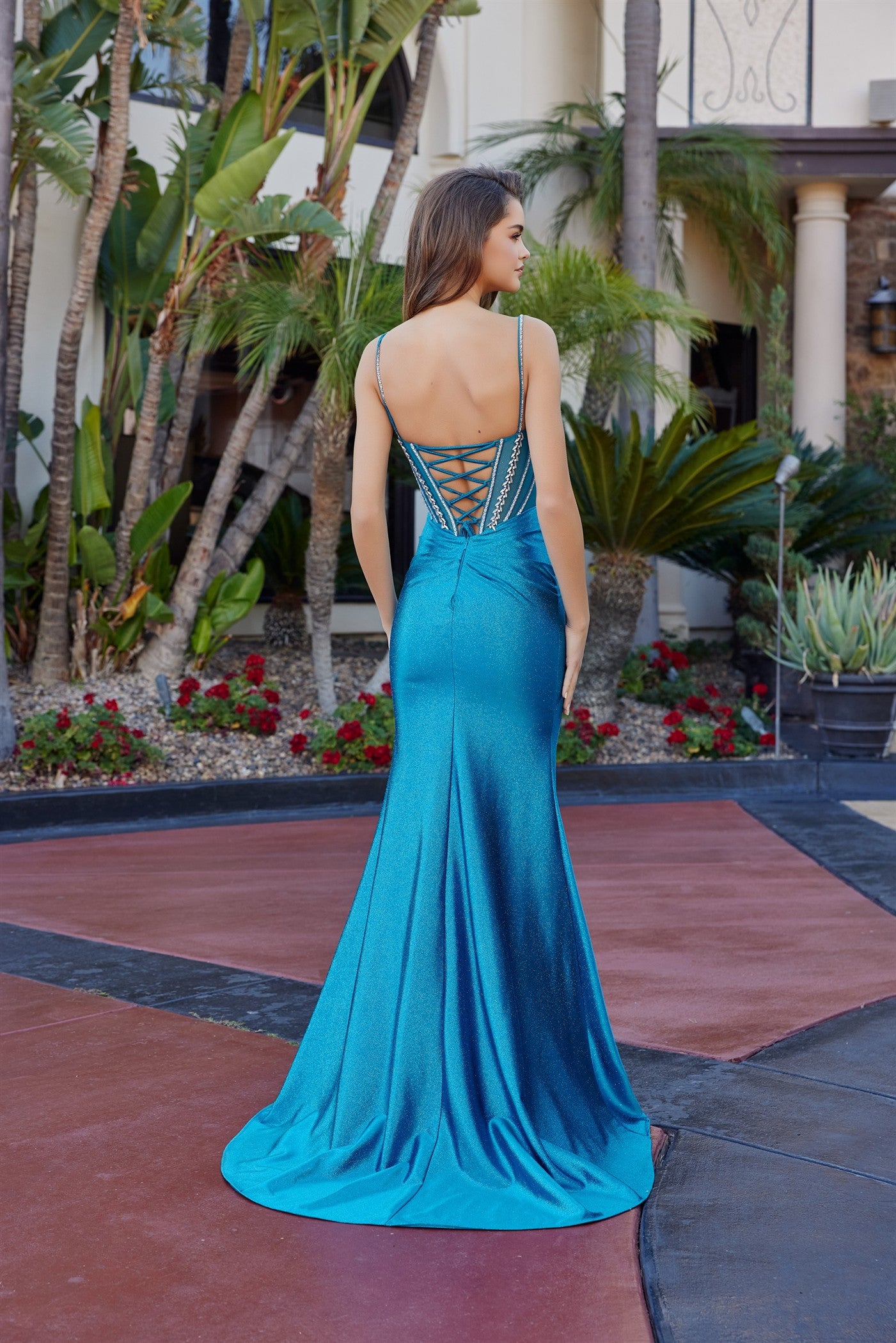 Prom Dresses Glitter Long Evening Formal Mermaid Corset Prom Dress Nox Anabel L1769 Teal