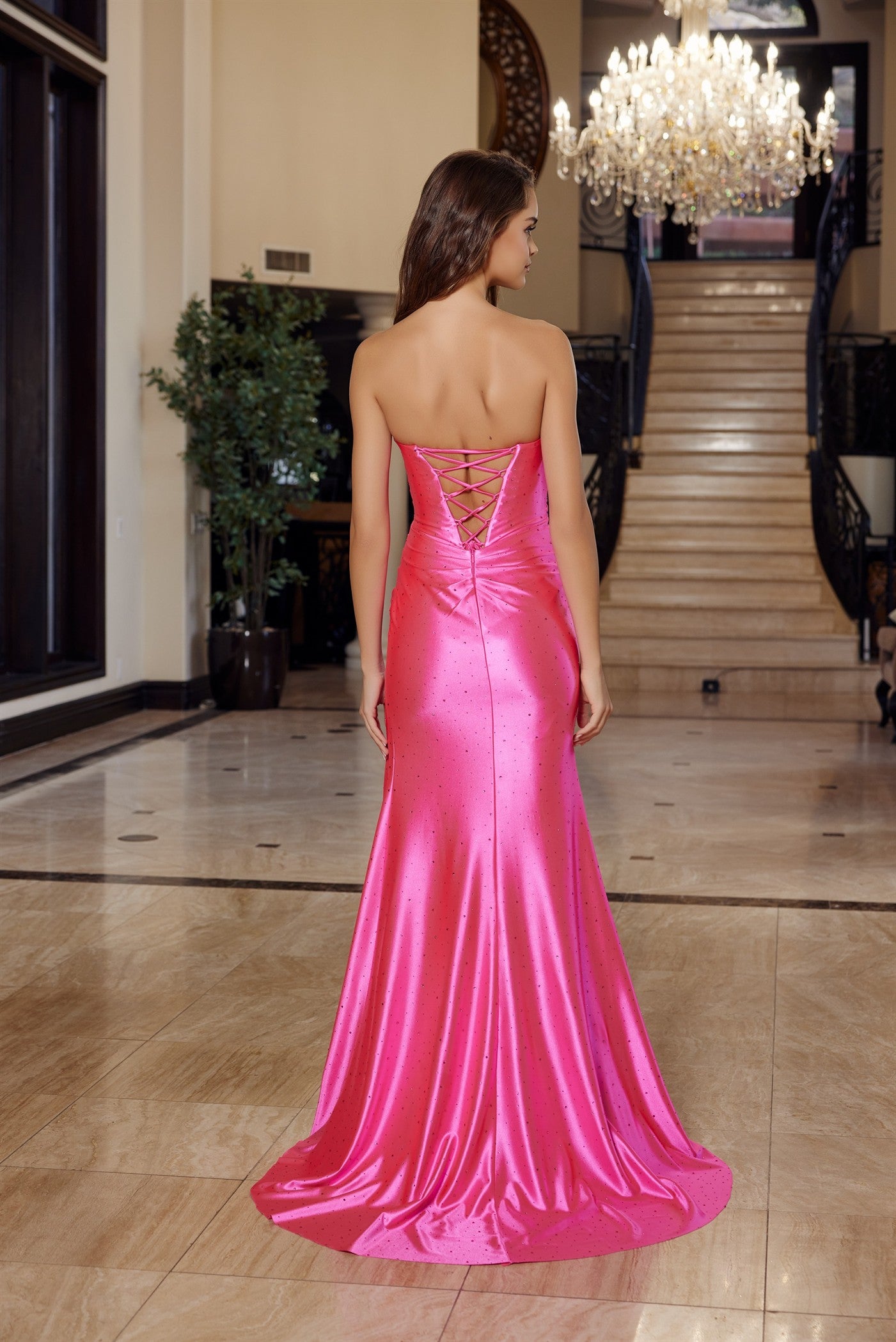 Prom Dresses Long Formal Pleated Evening Slit Prom Dress Nox Anabel M1756 Fuchsia