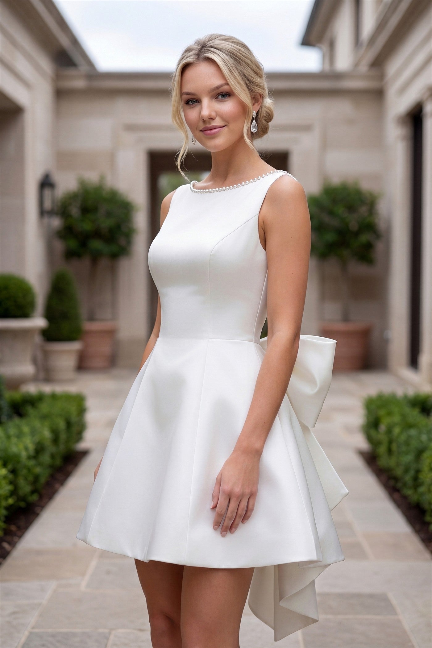 Jewel Mini/Short Satin Cocktail A-Line Nox Anabel Y7001W