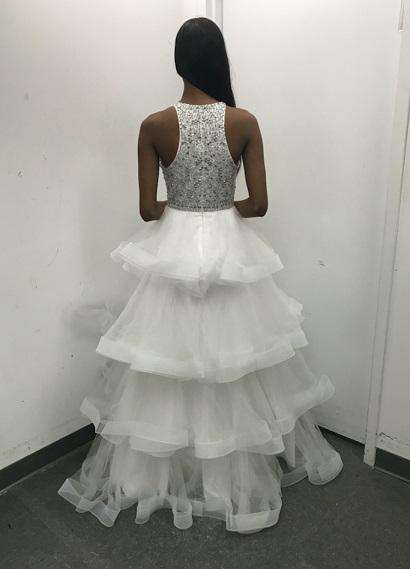 Wedding Dresses Long Tiered A Line Wedding Dress Off White