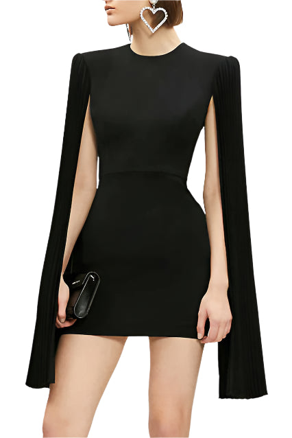 Jovani 00755 Short Fitted Cape cocktail Dress