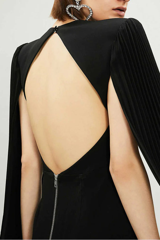 Jovani 00755 Short Fitted Cape cocktail Dress