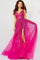 Prom Dresses High Low Sleeveless Glitter Prom Dress Fuchsia