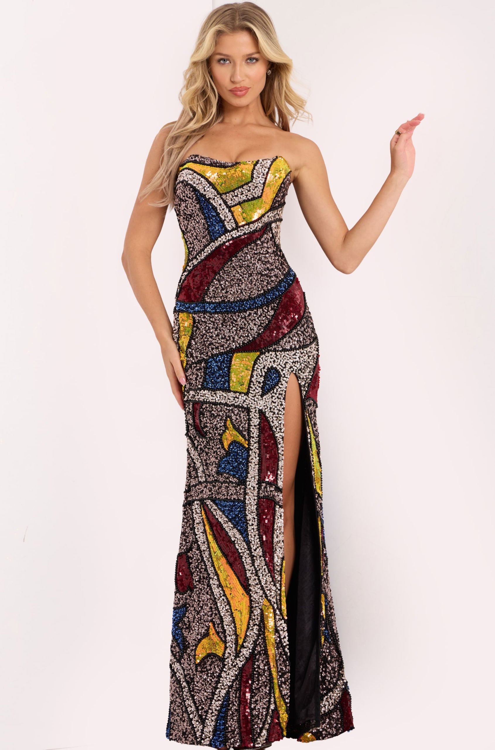 Prom Dresses Long Formal Sequin Beaded Prom Dress Multi