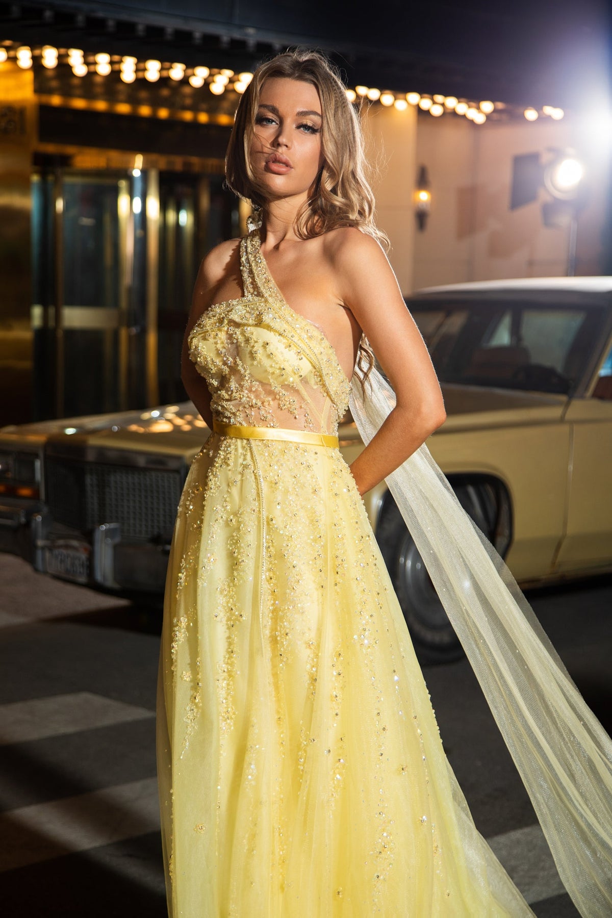 One-Shoulder Floor-Length Tulle Prom A-Line Pre Order