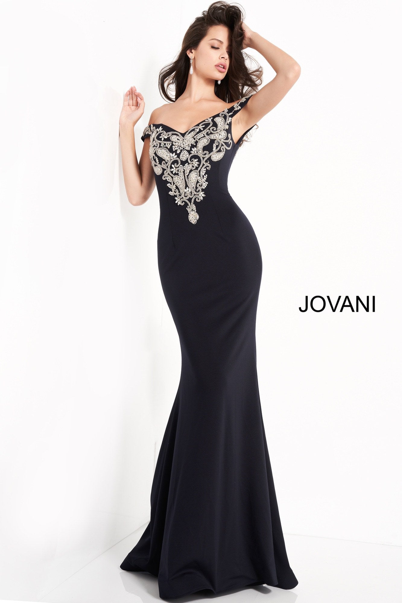 Jovani 02576 Long Beaded Formal Prom Dress