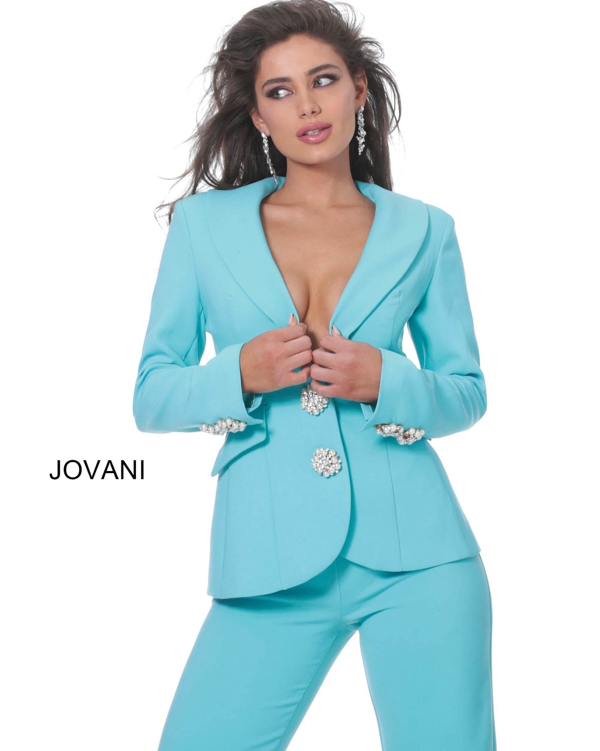 Jovani 02637 Long Beaded Two Piece Formal Pansuit