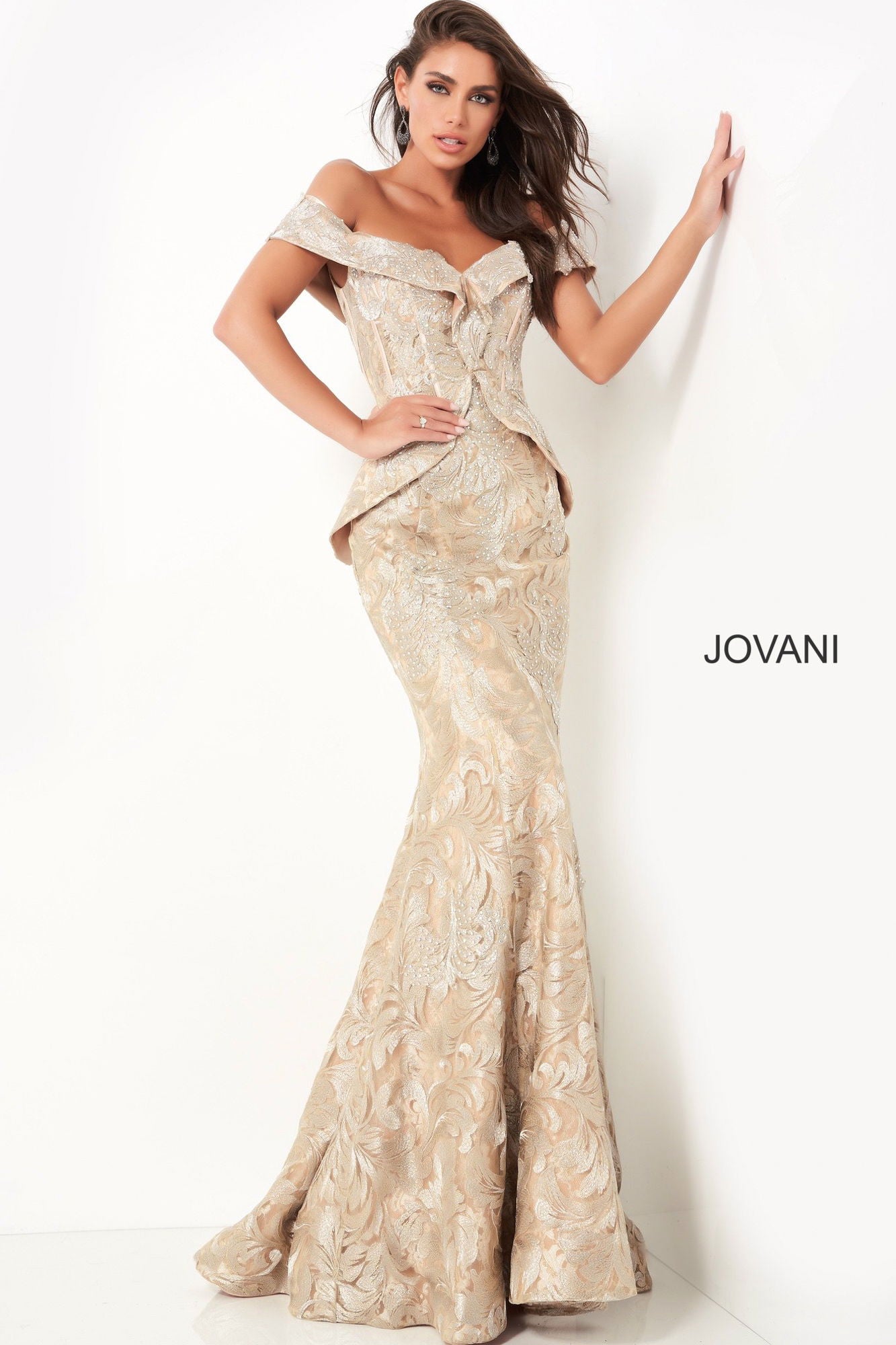 Prom Dresses Mermaid Formal Long Lace Evening Prom Dress Jovani 02762 Gold