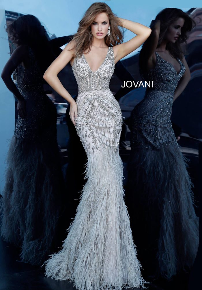 Prom Dresses Long Sequin Beaded Formal Prom Dress SILVER