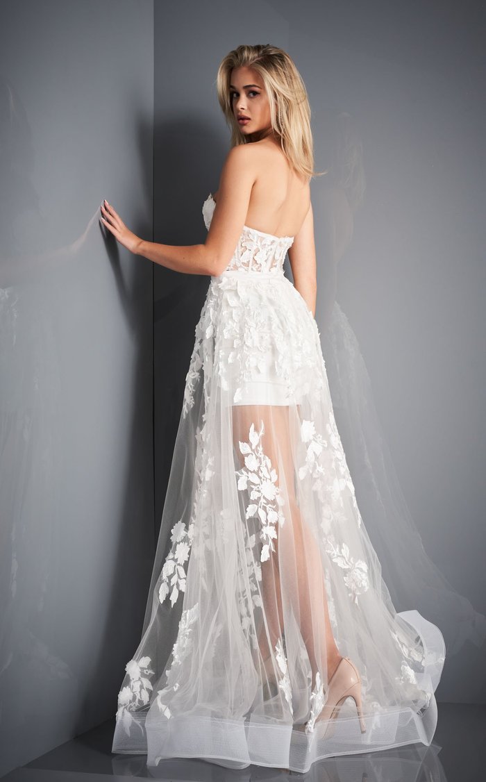 Prom Dresses Long Prom 3D Floral Formal Overskirt Dress Ivory