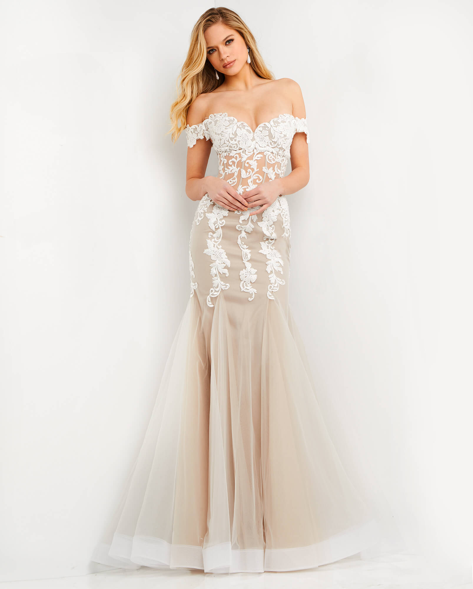 Formal Dresses Long Floral Formal Evening Dress Taupe-Off-White
