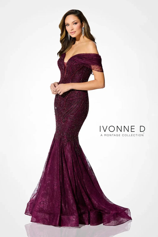 Formal Dresses Long Mermaid Beaded Lace Evening Dress Merlot