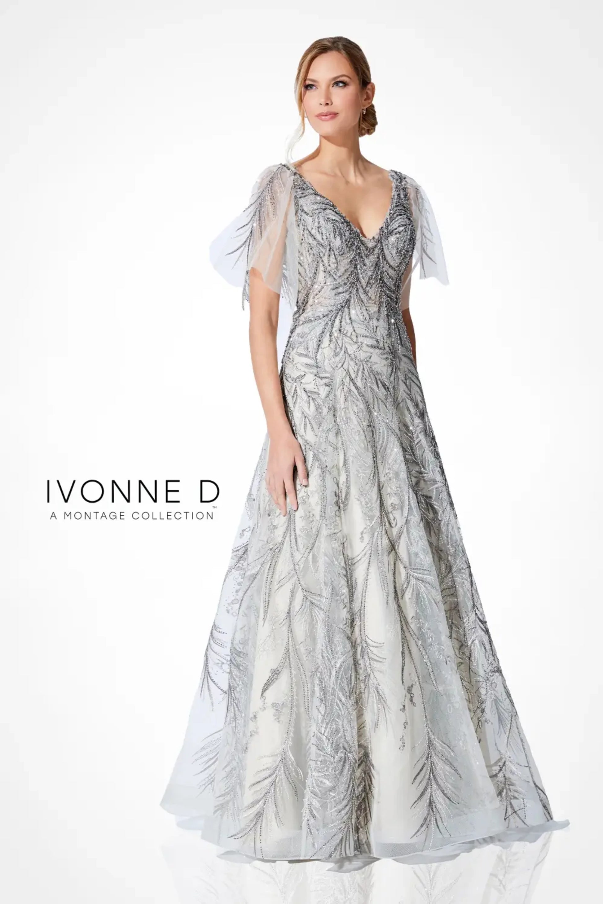 Ivonne D 221D45W Formal Long Plus Size Beaded A Line Dress