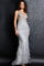 Jovani Prom Long Sleeveless Feather Dress 03023 - The Dress Outlet Grey/Silver