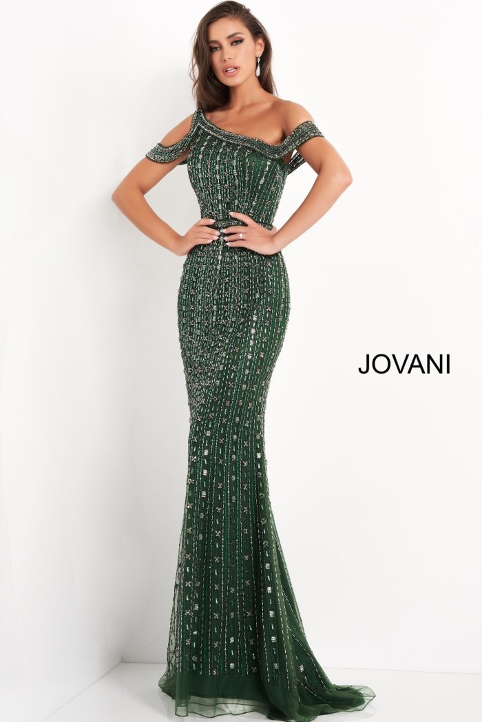 Jovani 03124 Long Mermaid Beaded Formal Prom Dress