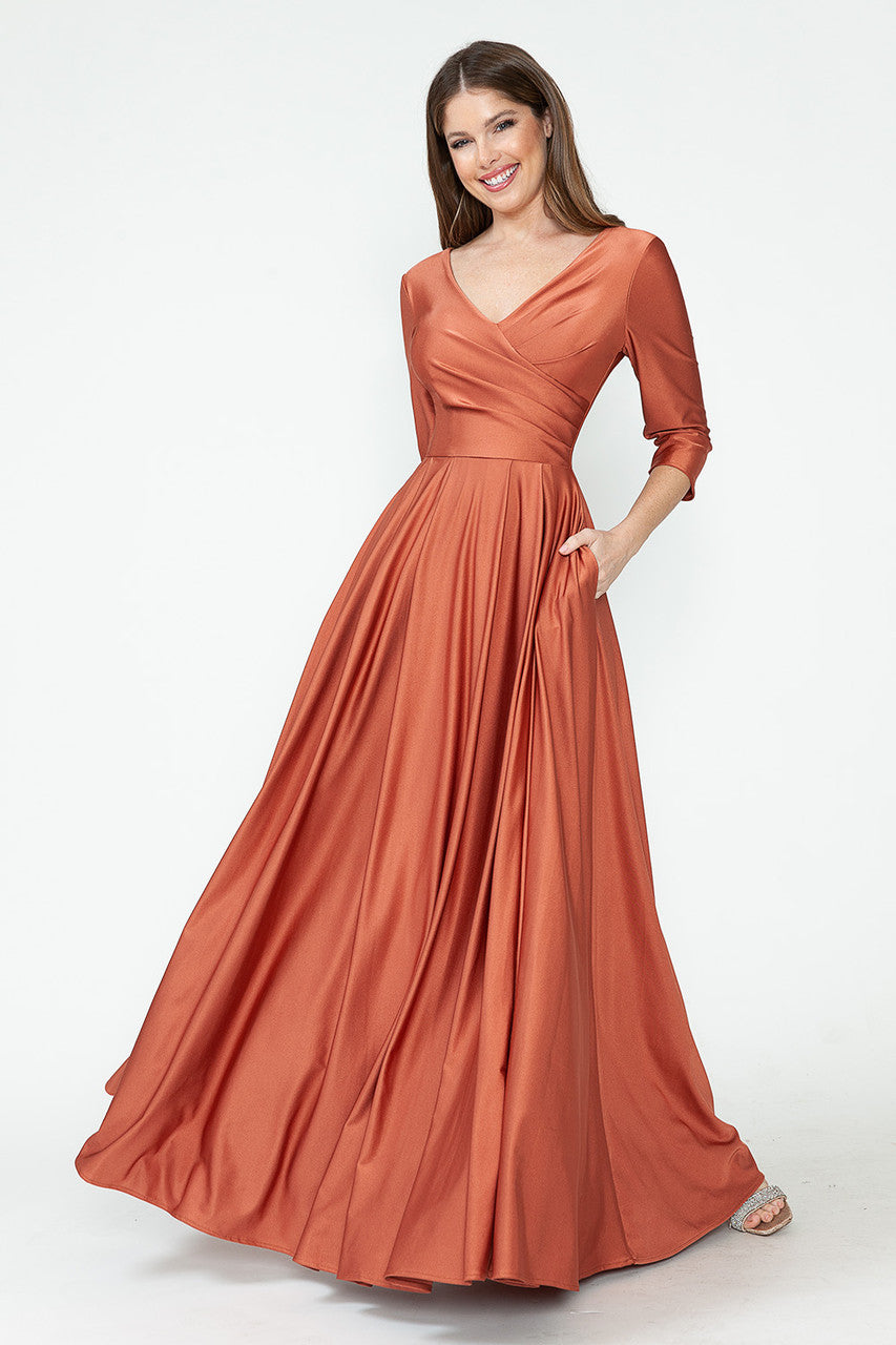 Mother of the Bride Dresses Formal Long Pleated Mother of the Bride Dress Lenovia 5243 Sienna