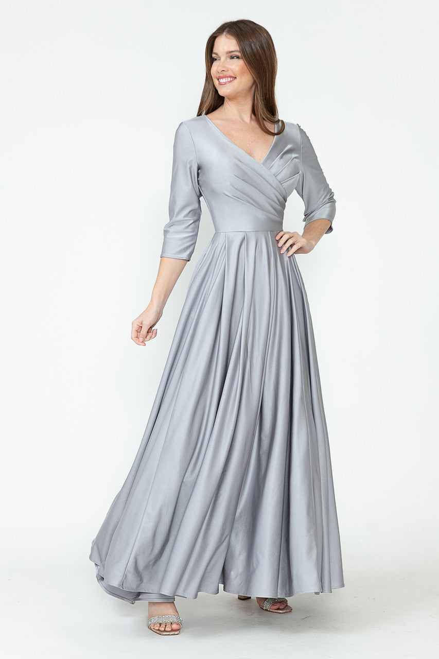 Mother of the Bride Dresses Formal Long Pleated Mother of the Bride Dress Lenovia 5243 Silver