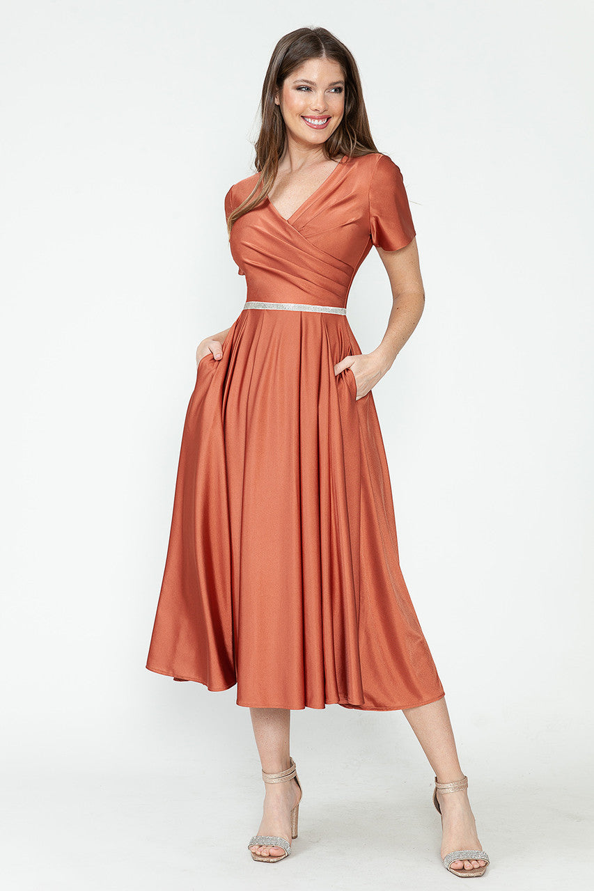 Cocktail Dresses Short Tea Length Pleated Cocktail Dress Lenovia 5274 Sienna