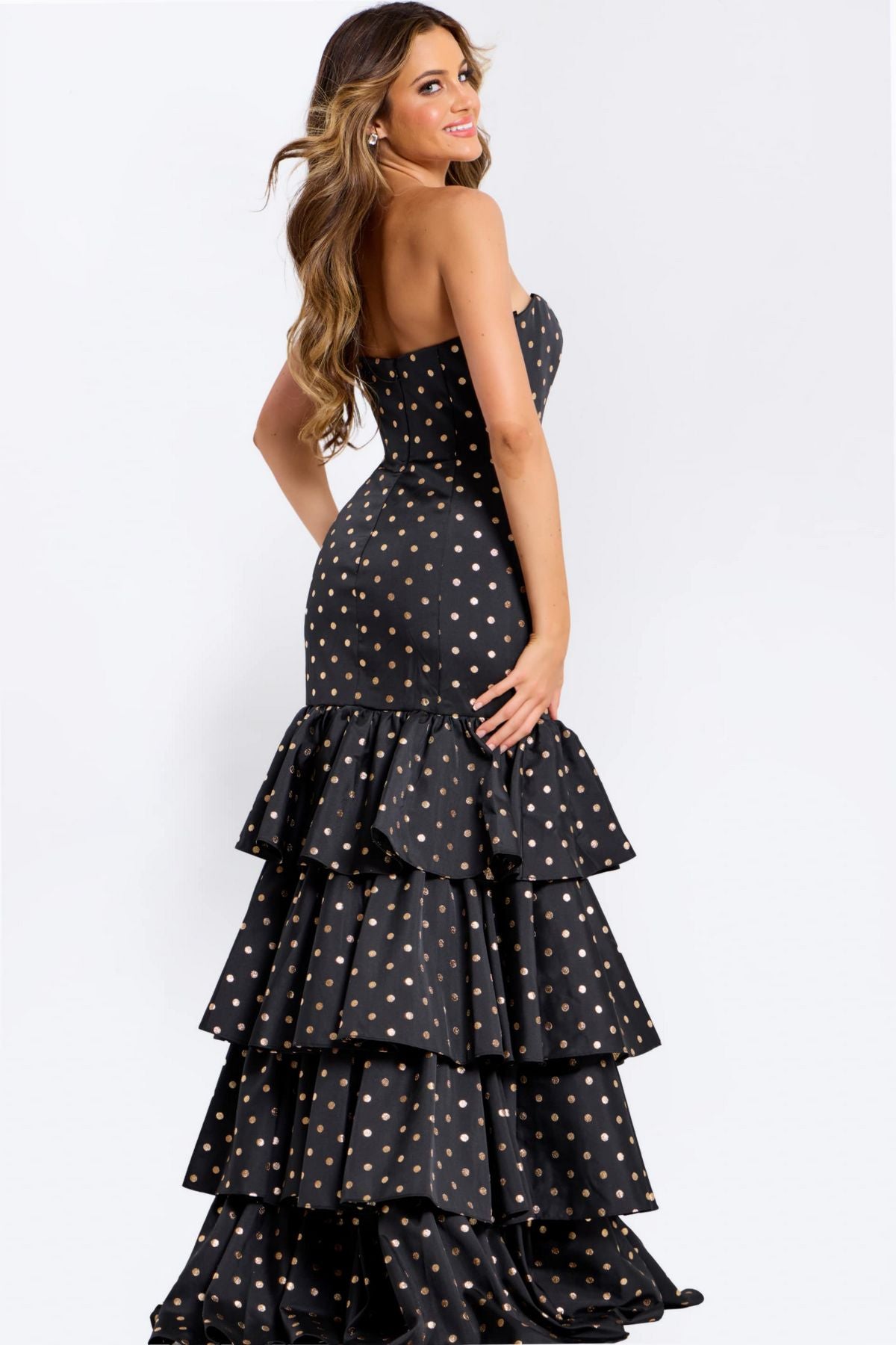 Prom Dresses Long Formal Mermaid Ruffle Prom Dress Black/Gold