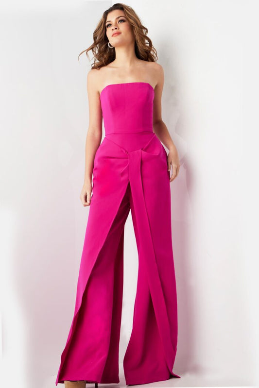 Jumpsuit Long Wide Leg Evening Formal Jumpsuit Fuchsia