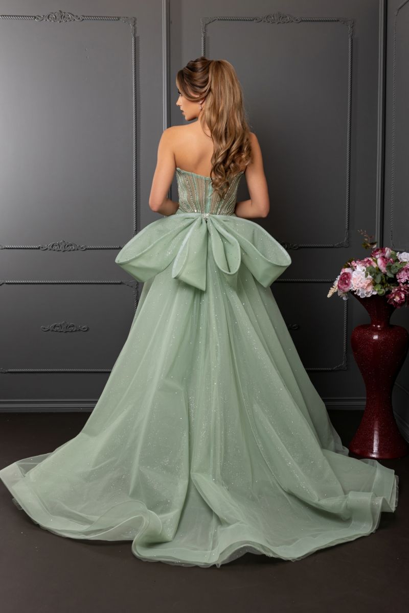 Mint Sweetheart Floor-Length Mesh Prom Dress May Queen MQRQ8257