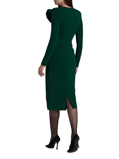 Crew High-Neck Midi Crepe Cocktail Sheath Column Badgley Mischka SC4457