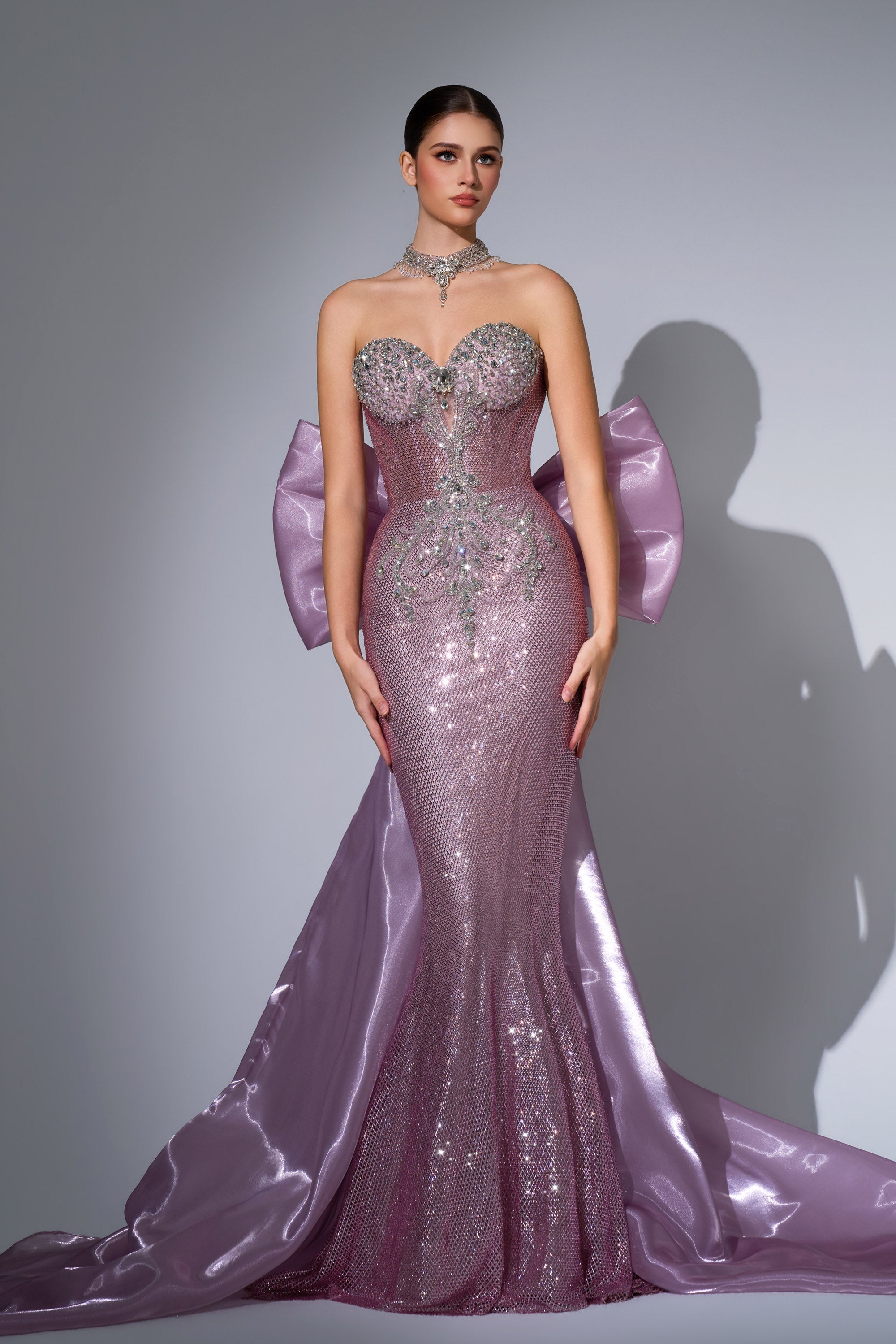 Strapless Curved Neck Floor-Length with Train Sequin Prom Mermaid Trumpet Luscious Delia LD12064 Pre Order