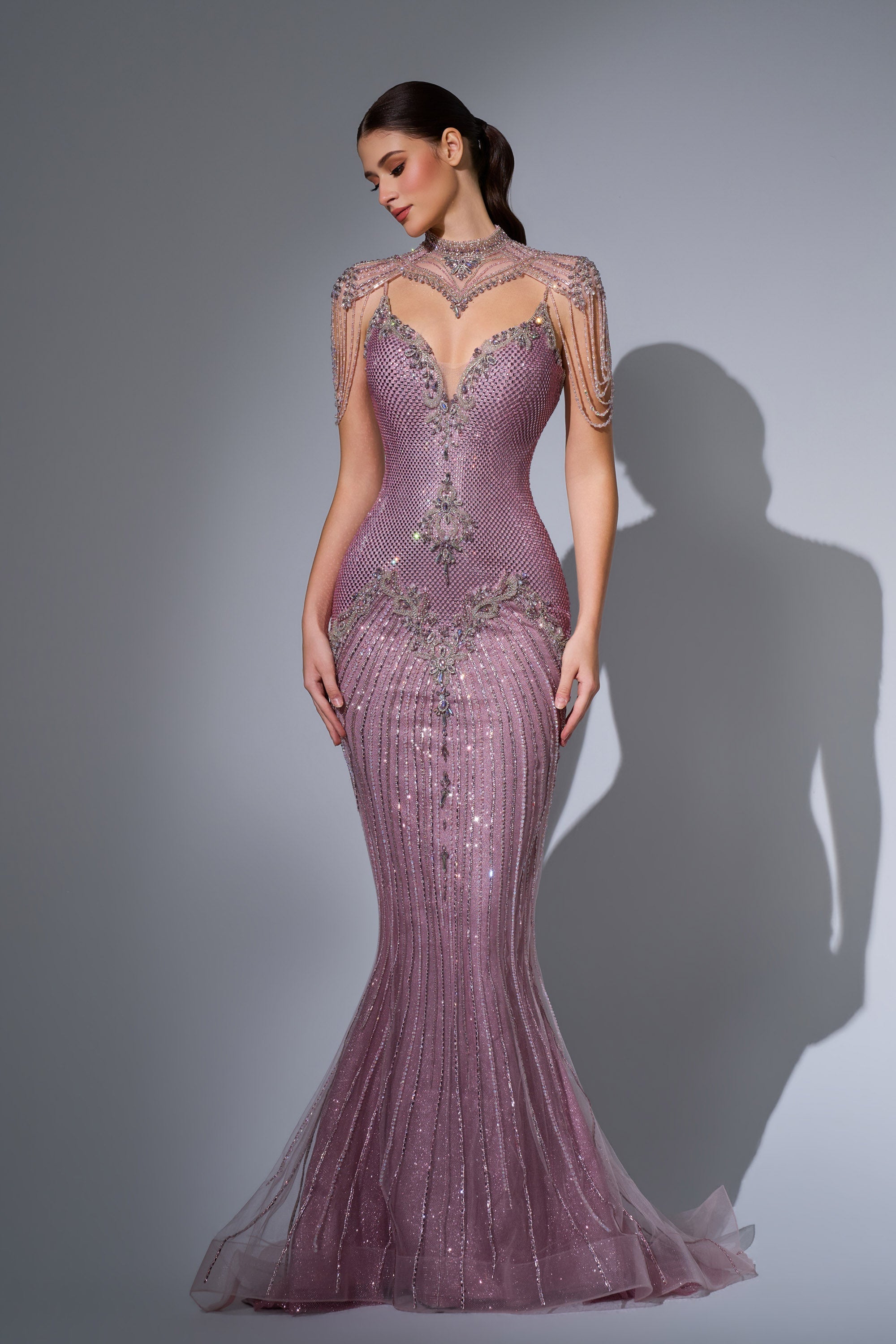 Illusion Floor-Length with Train Mesh Prom Sheath Column Luscious Delia LD11681 Pre Order