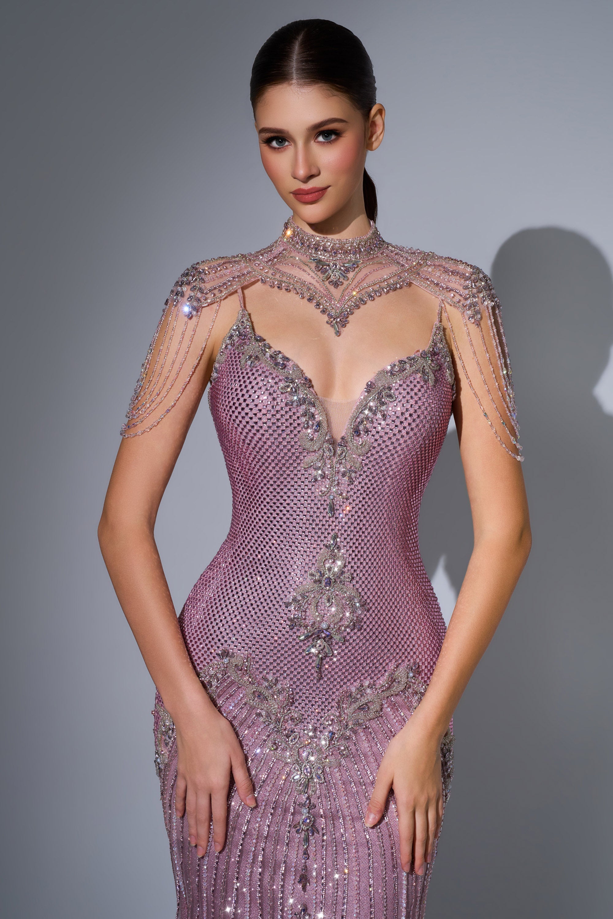 Illusion Floor-Length with Train Mesh Prom Sheath Column Luscious Delia LD11681 Pre Order