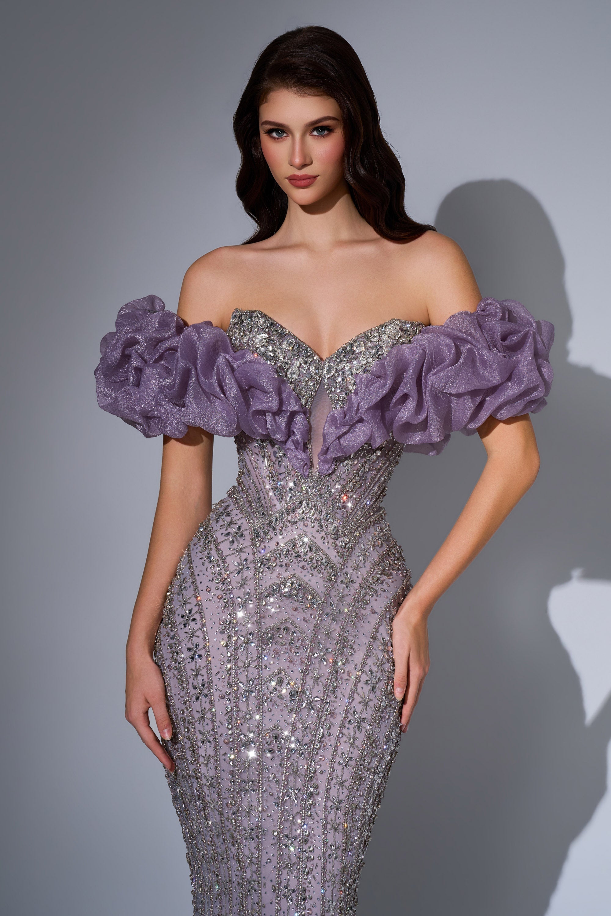 Off-the-Shoulder Floor-Length Tulle Prom Mermaid Trumpet Luscious Delia LD23025 Pre Order