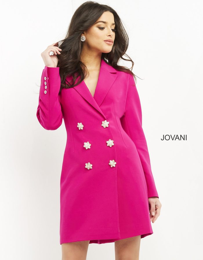 Cocktail Dresses Short Beaded Blazer Cocktail Dress Fuchsia