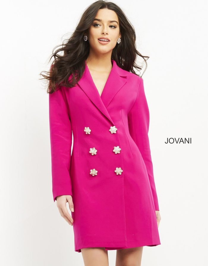 Cocktail Dresses Short Beaded Blazer Cocktail Dress Fuchsia