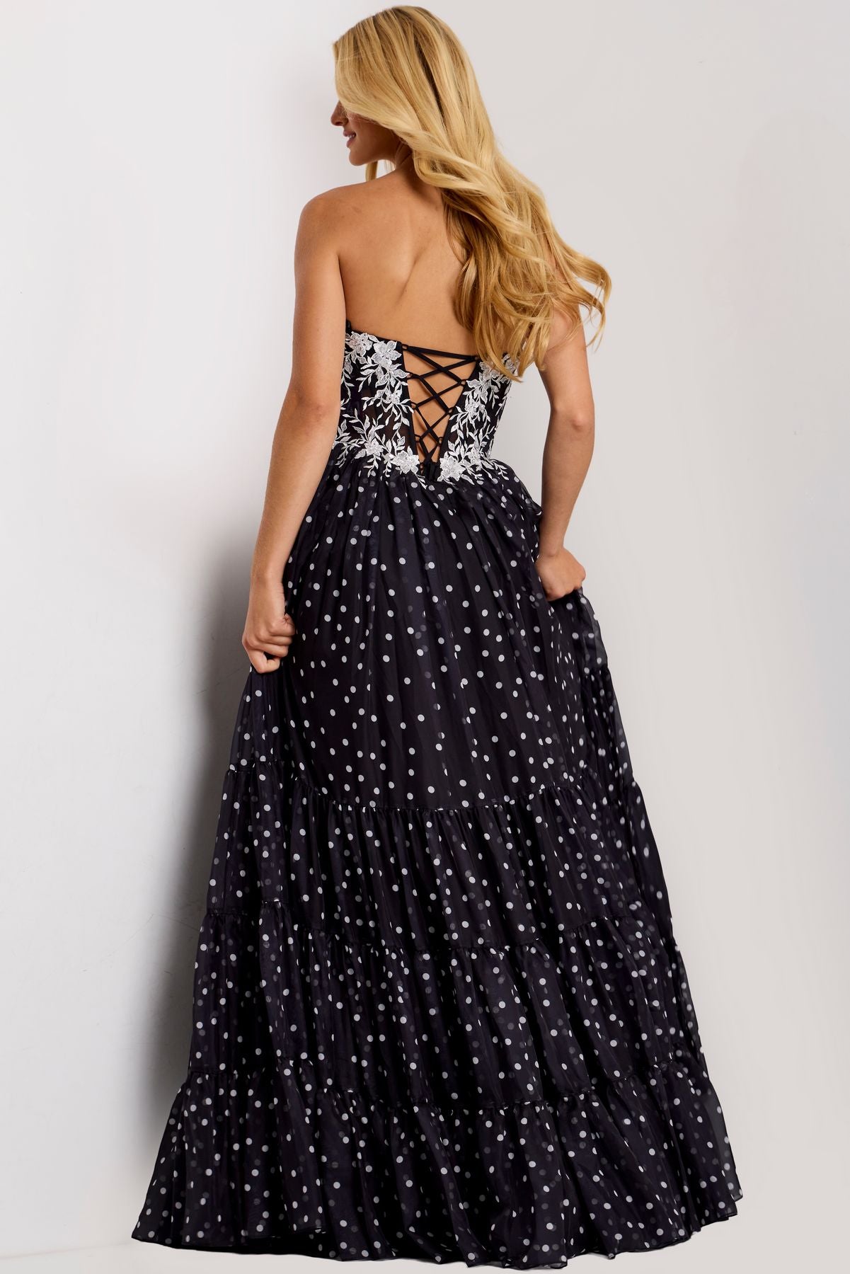 Prom Dresses Long Formal Floral Corset Prom Dress Black