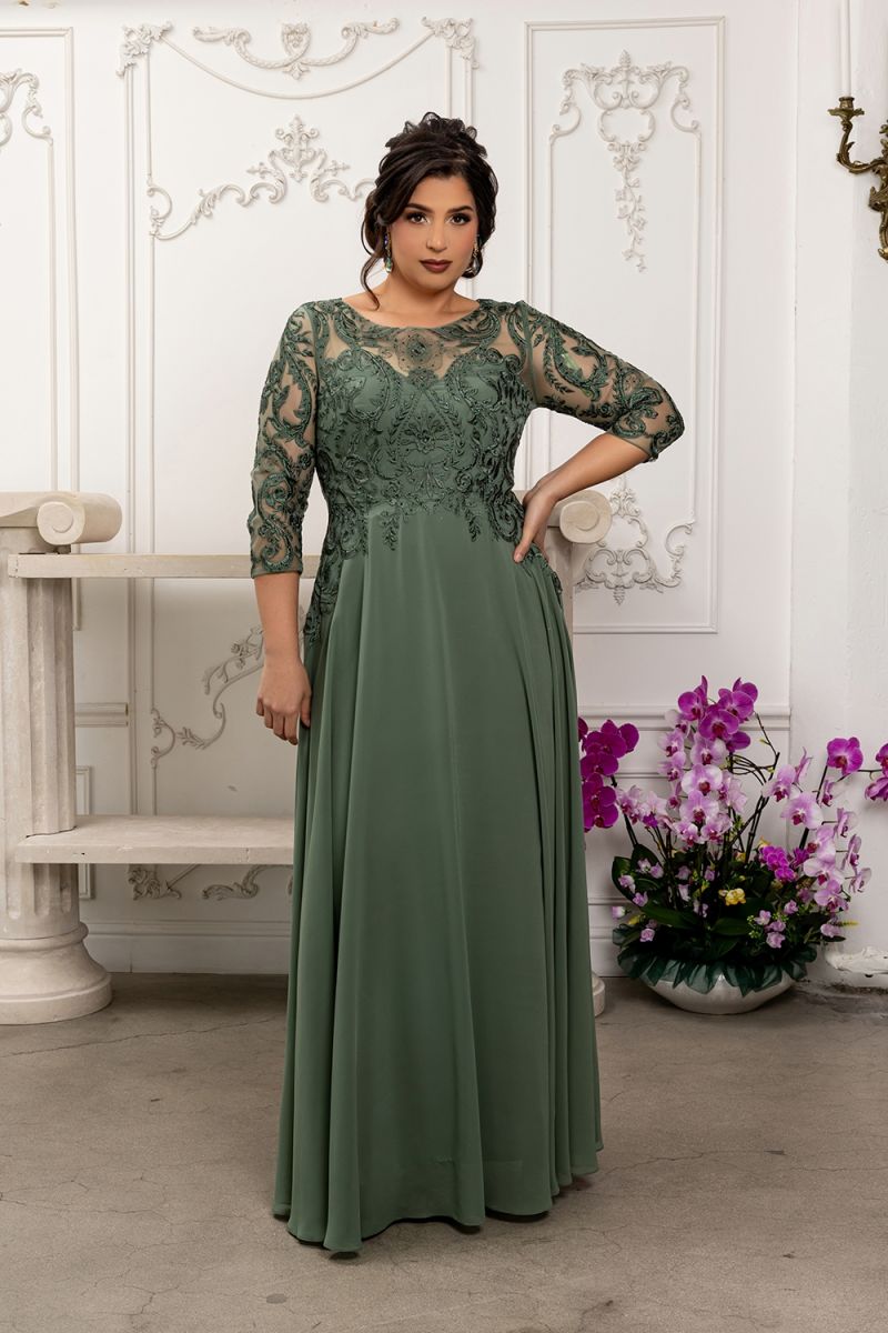 Illusion Floor-Length Chiffon Evening Gown A-Line May Queen 2210