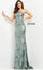 Prom Dresses Fitted Long Floral Formal Prom Sequin Dress Sage