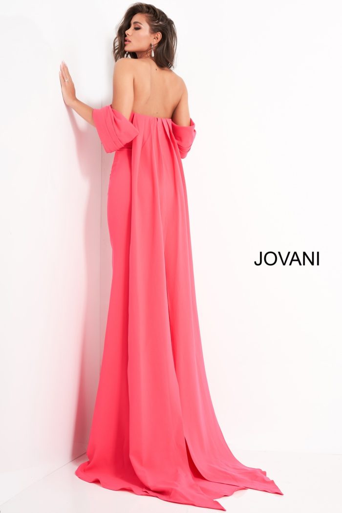 Jovani 04350 Long Mermaid Formal Cape Evening Dress