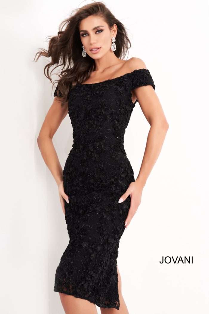 Jovani 04763 Short Fitted Lace Cocktail Dress
