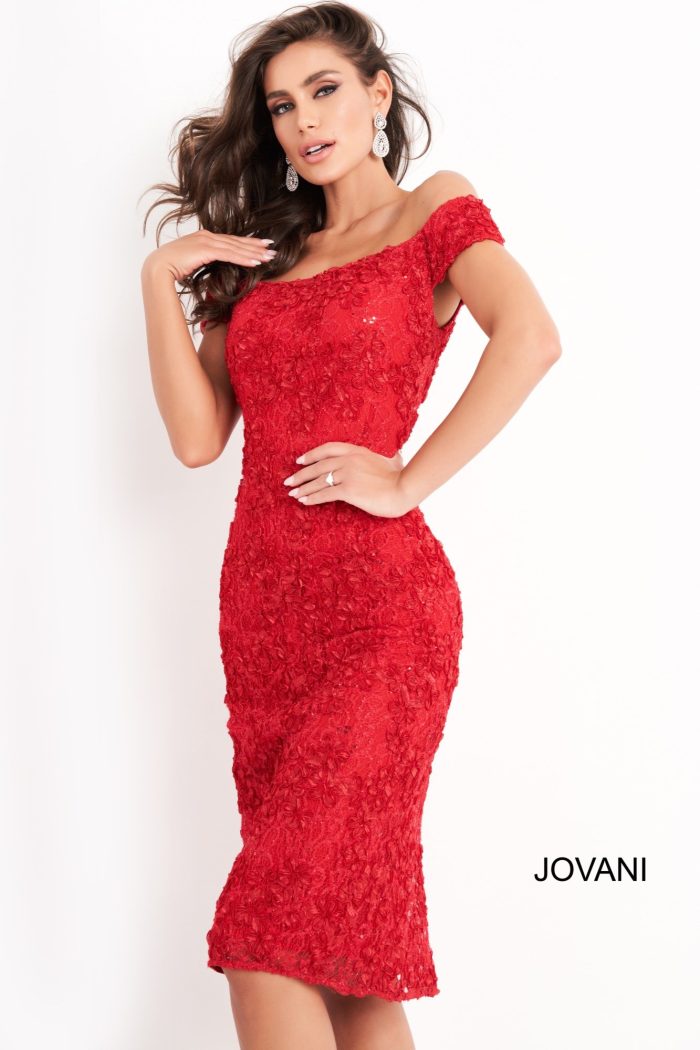 Jovani 04763 Short Fitted Lace Cocktail Dress