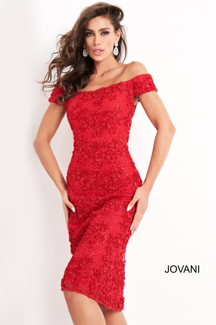 Jovani 04763 Short Fitted Lace Cocktail Dress
