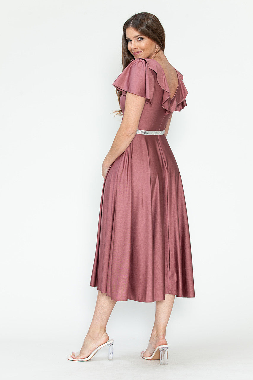 Cocktail Dresses Short Ruffle Pleated Midi Cocktail Dress Lenovia 5295 Mauve