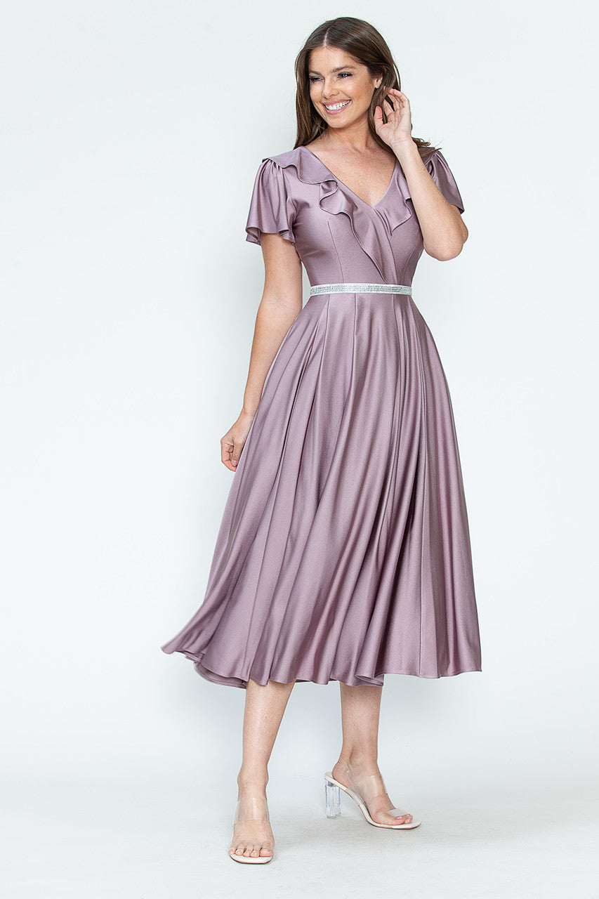 Cocktail Dresses Short Ruffle Pleated Midi Cocktail Dress Lenovia 5295 Plum