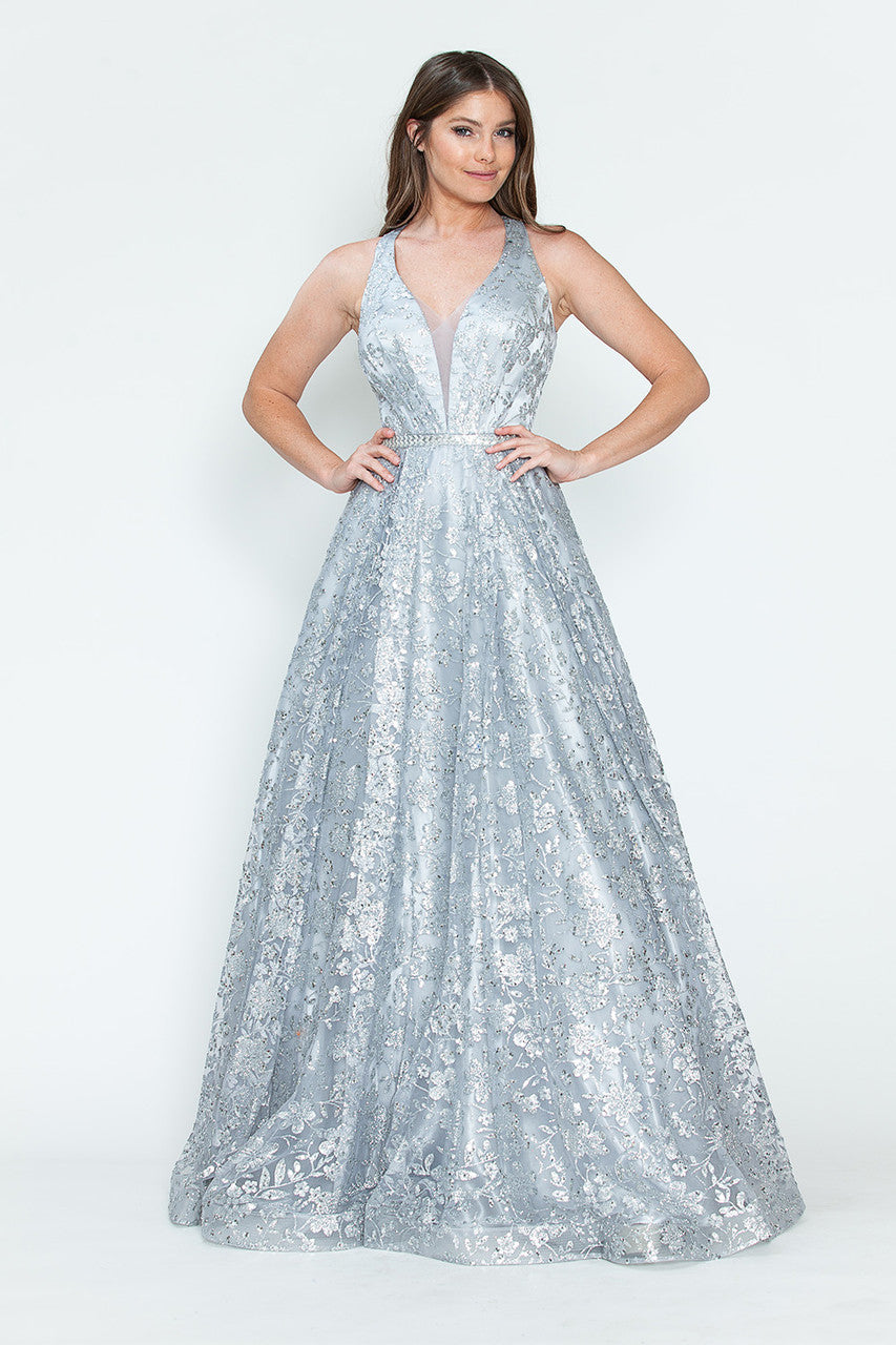 Prom Dresses Long Formal Prom Sequin A Line Dress Lenovia 8240 Silver