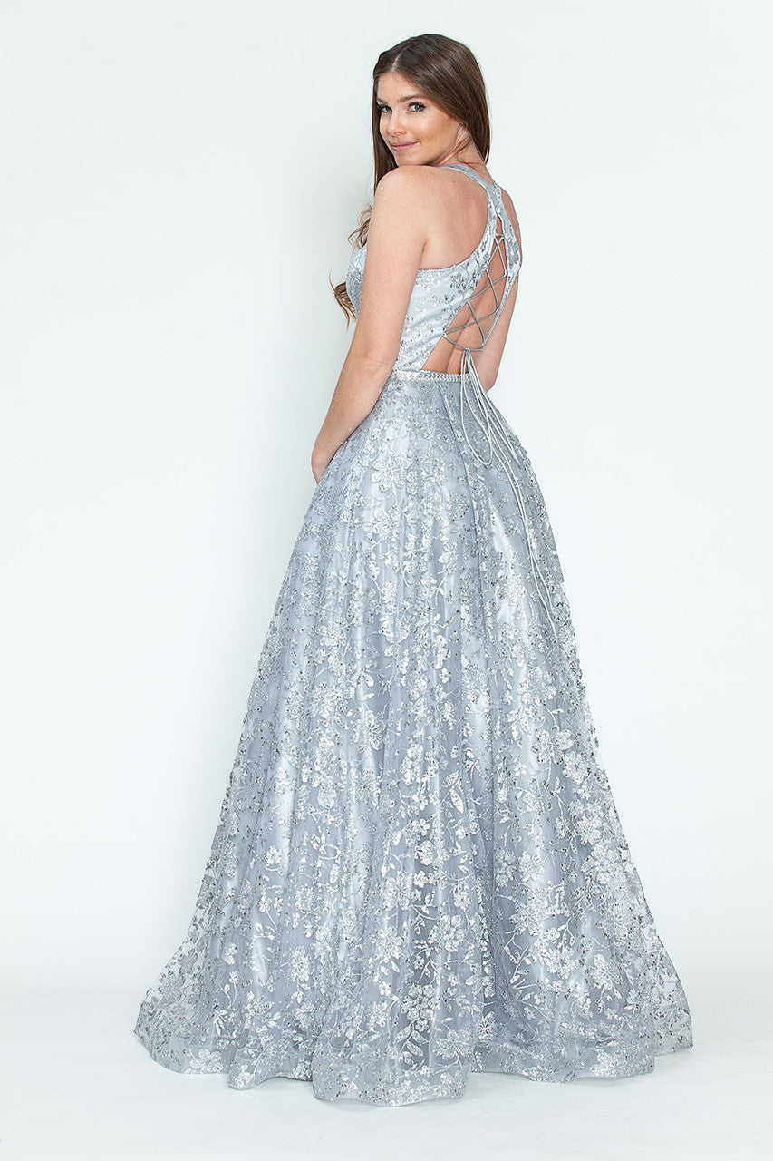 Prom Dresses Long Formal Prom Sequin A Line Dress Lenovia 8240 Silver