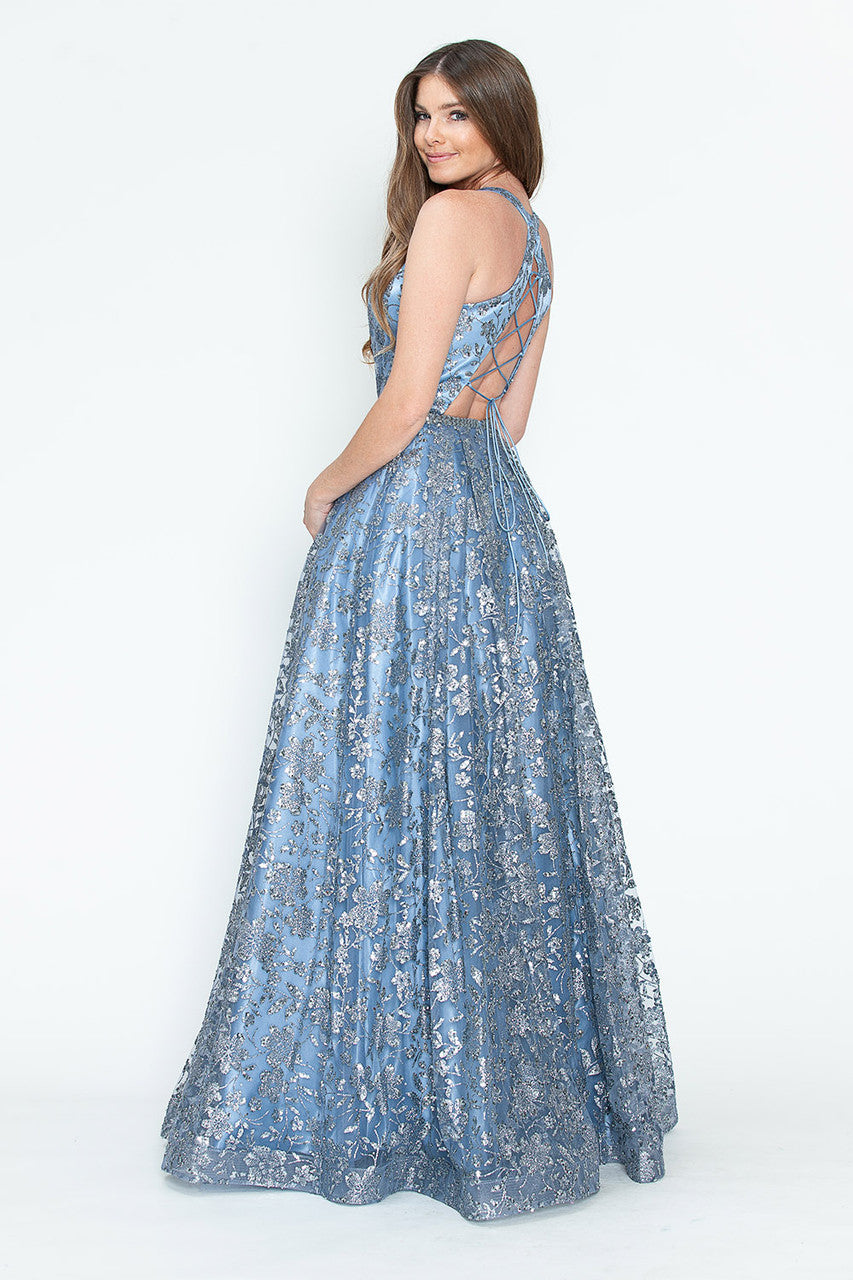 Prom Dresses Long Formal Prom Sequin A Line Dress Lenovia 8240 Denim Blue