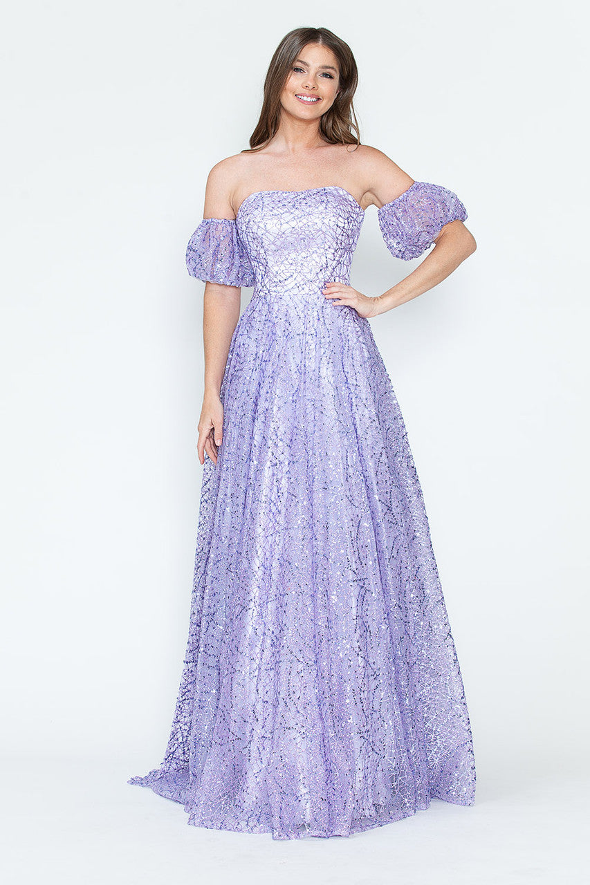 Formal Dresses Long Formal A Line Prom Glitter Dress Lenovia 8242 Lilac