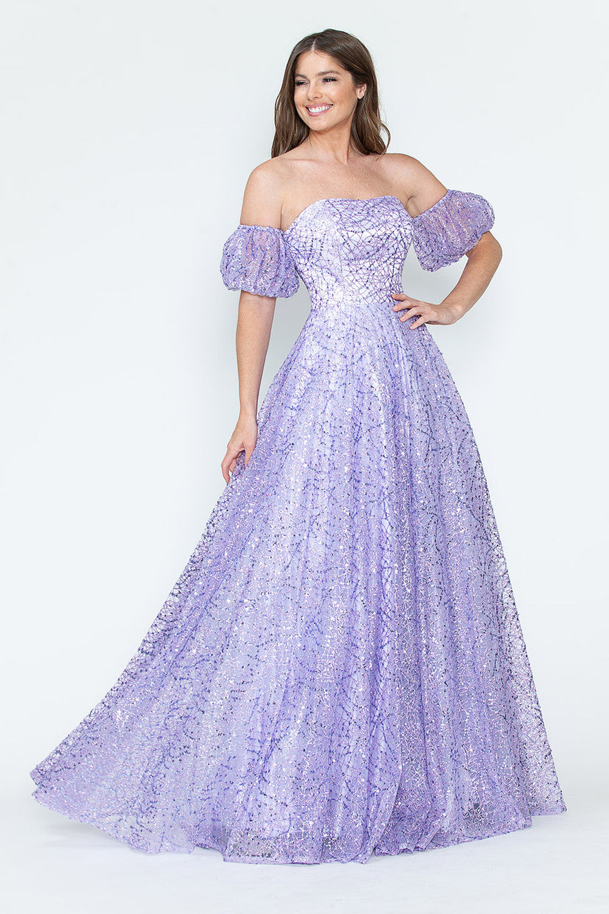 Formal Dresses Long Formal A Line Prom Glitter Dress Lenovia 8242 Lilac