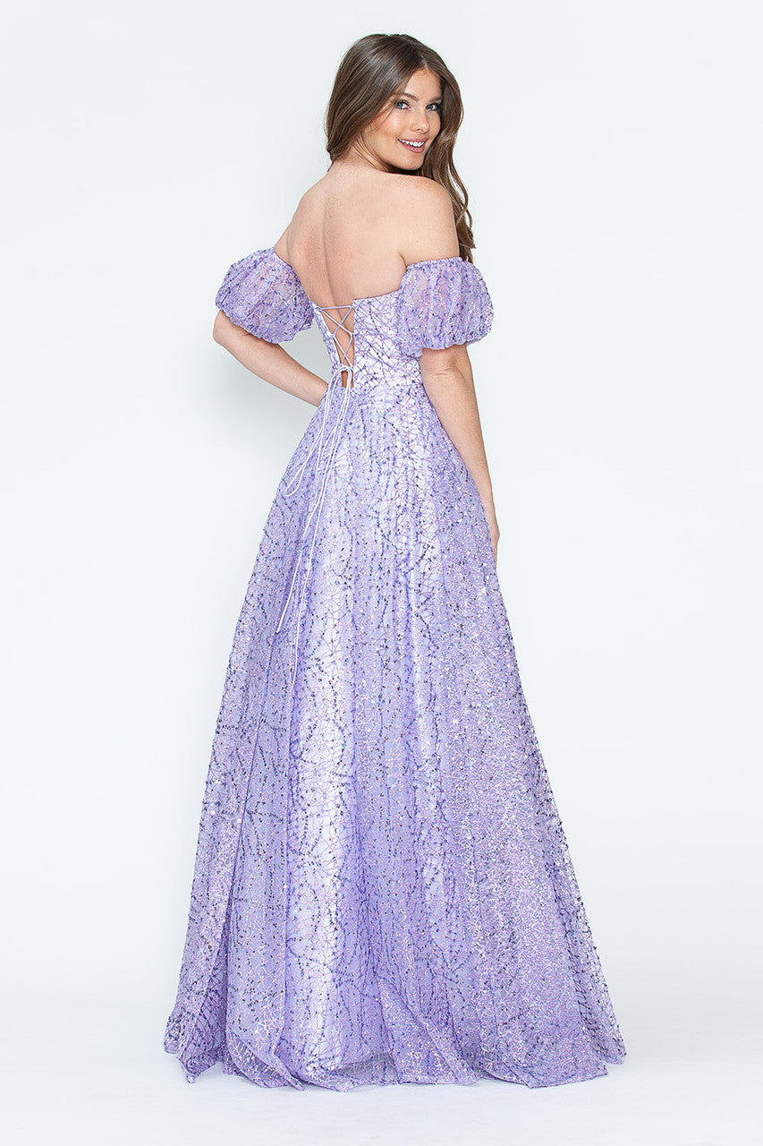 Formal Dresses Long Formal A Line Prom Glitter Dress Lenovia 8242 Lilac
