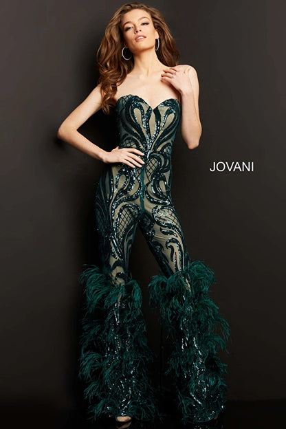Jumpsuit Formal Strapless Sweetheart Jumpsuit Green